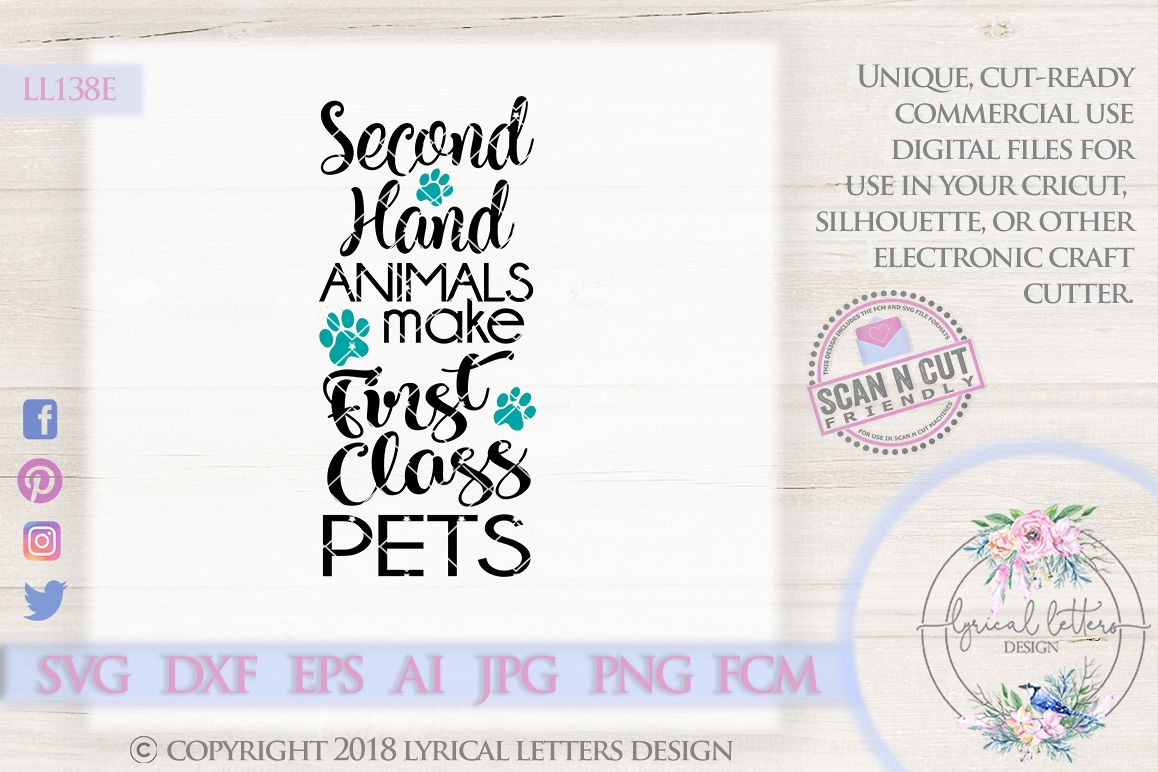 Second Hand Animals Make First Class Pets Dog SVG LL138E example image 1