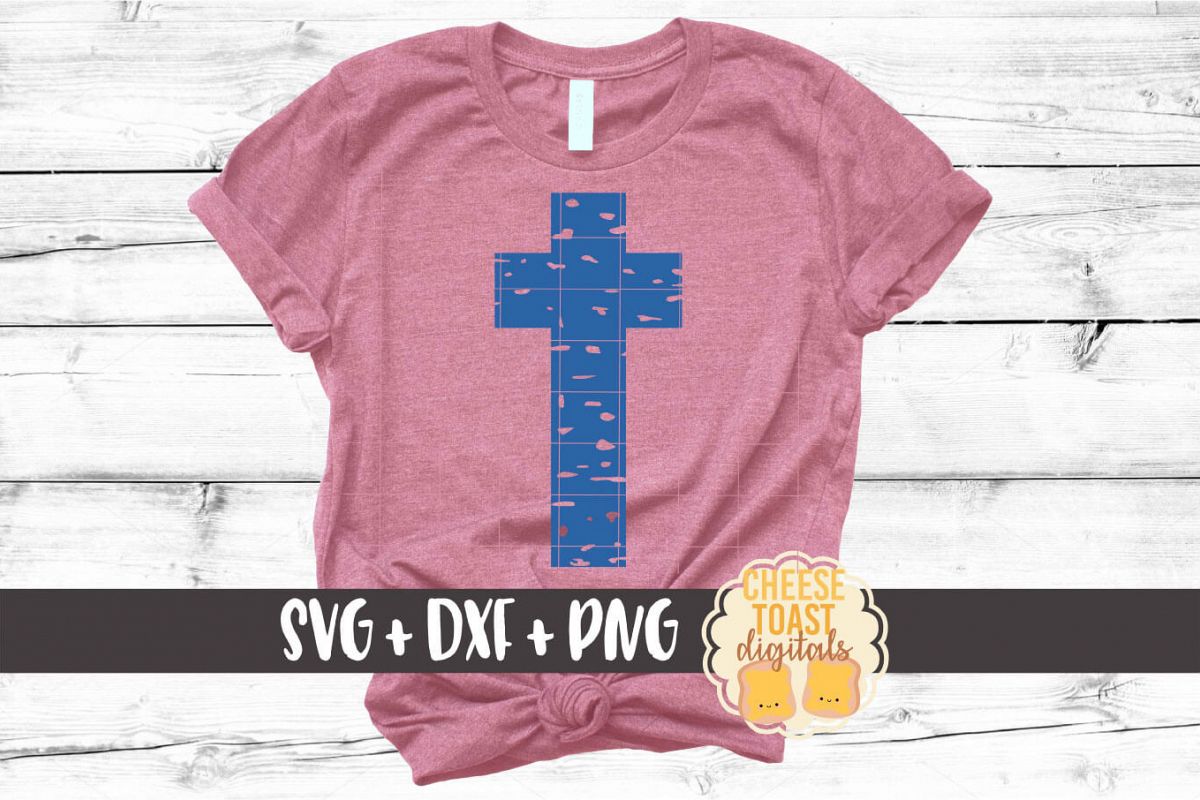 Distressed Cross - Religious SVG PNG DXF Cut Files example image 1