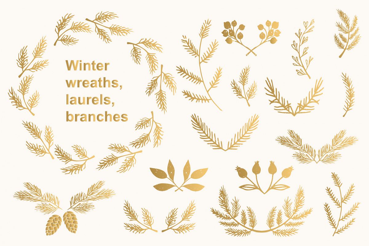 Winter wreaths, laurels, branches example image 1