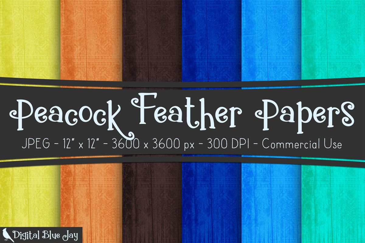 Digital Paper Textured Backgrounds - Peacock Feather example image 1