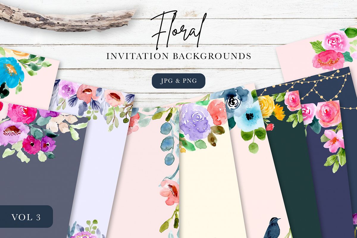 Floral Invitation Backgrounds Vol.3 example image 1