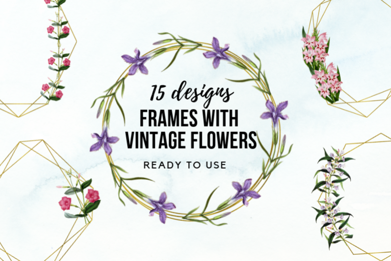 15 Vintage Wedding Geometric Frames, Wedding Floral Frames example image 1