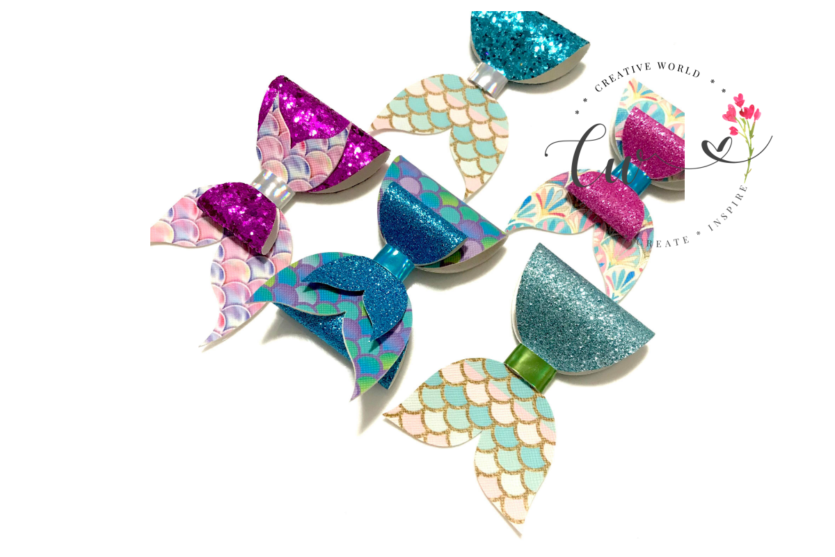 New Mermaid Hair Bow Digital Template |Hair Bow Template example image 1
