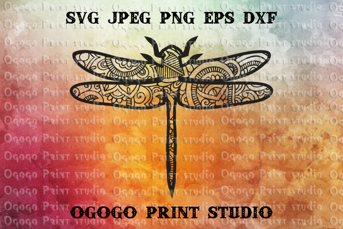 Mandala style Dragonfly SVG, Zentangle Svg, Insect svg example image 1