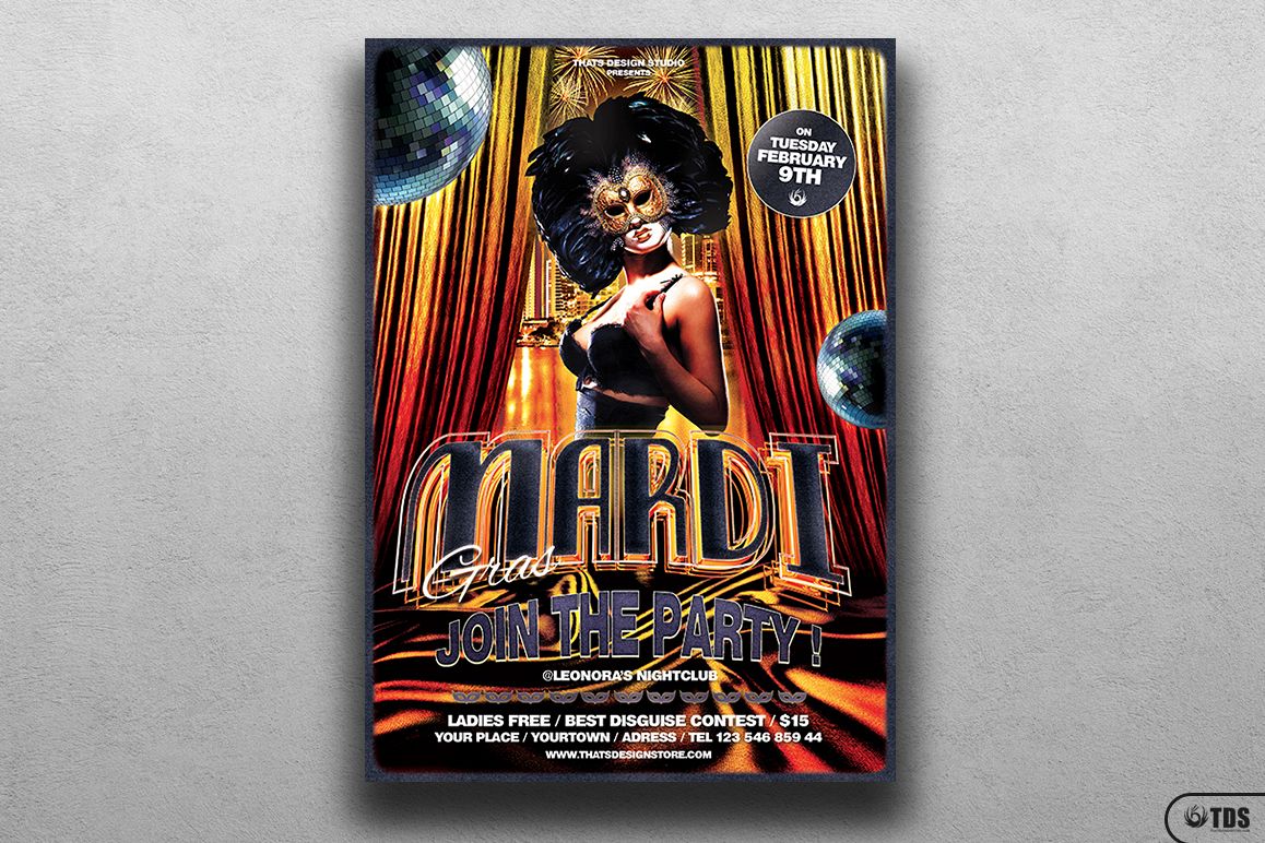 Mardi Gras Flyer Template V1 example image 1