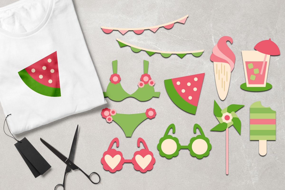Summer picnic - bikini, ice cream, sunglasses - Pink Lime example image 1