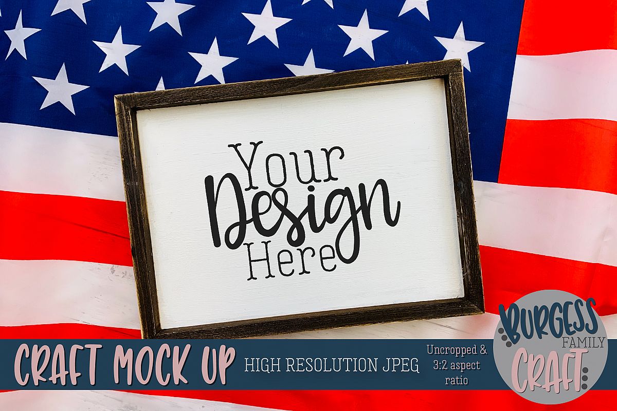Patriotic USA landscape sign Craft mock up | High Res JPG example image 1