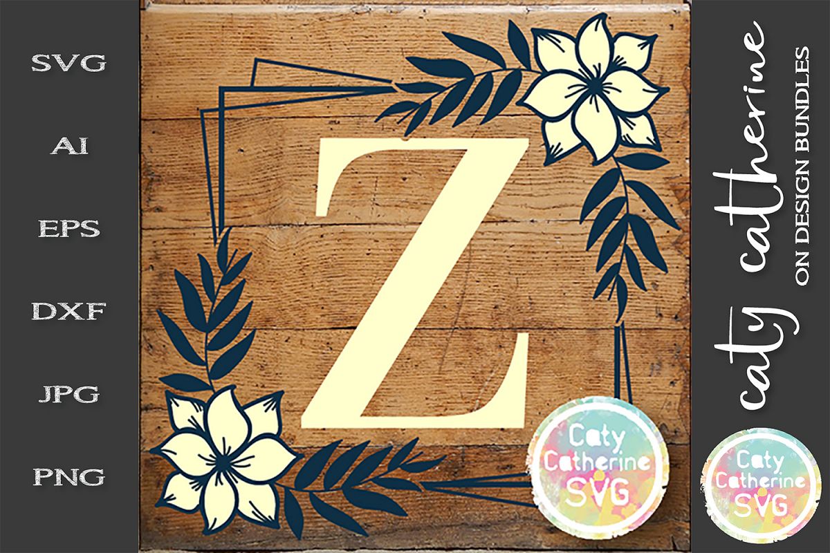 Letter Z Floral Monogram Frame SVG Cut File example image 1