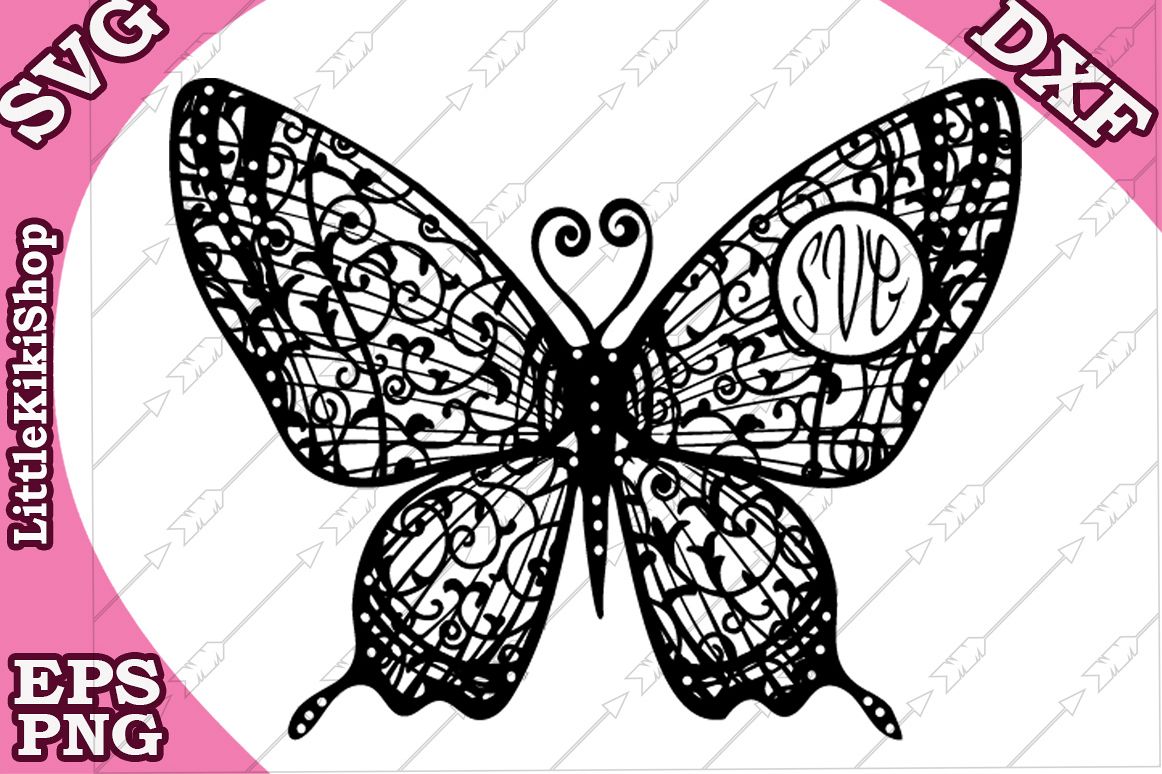 Download Zentangle Butterfly Monogram Svg, Mandala Butterfly Svg