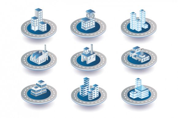 Urban city vector icons example image 1