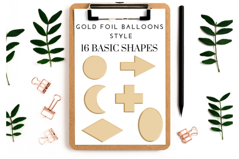Basic Shape Silhouette, Gold Ballon Foil Shapes Designs, example image 1