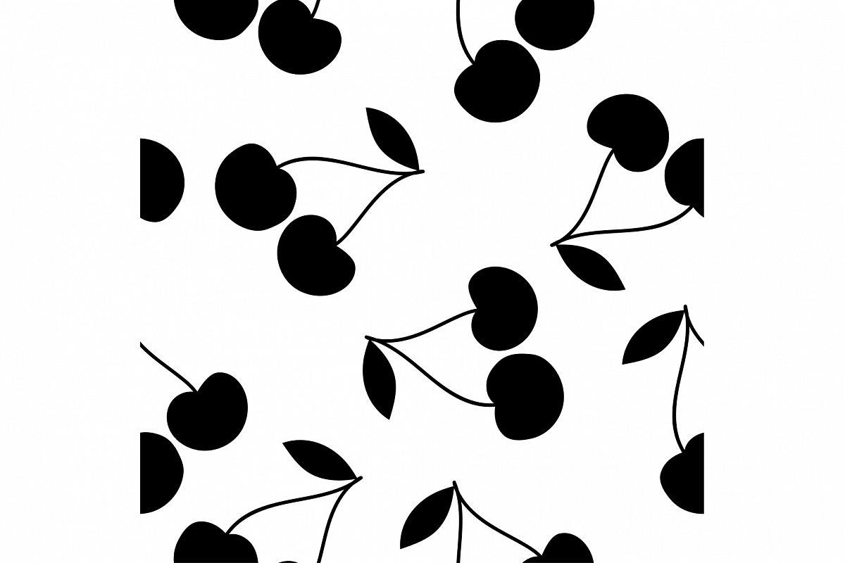 Seamless vector background with decorative cherries. Print. Repeating background. Cloth design, wallpaper. example image 1