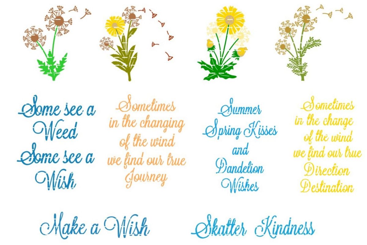 Download Dandelion Flower with Sayings SVG Cut File Bundle Design #01