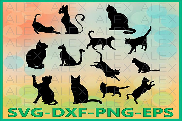 Cat Silhouettes SVG Files, Cat Svg Files, Cat Svg example image 1