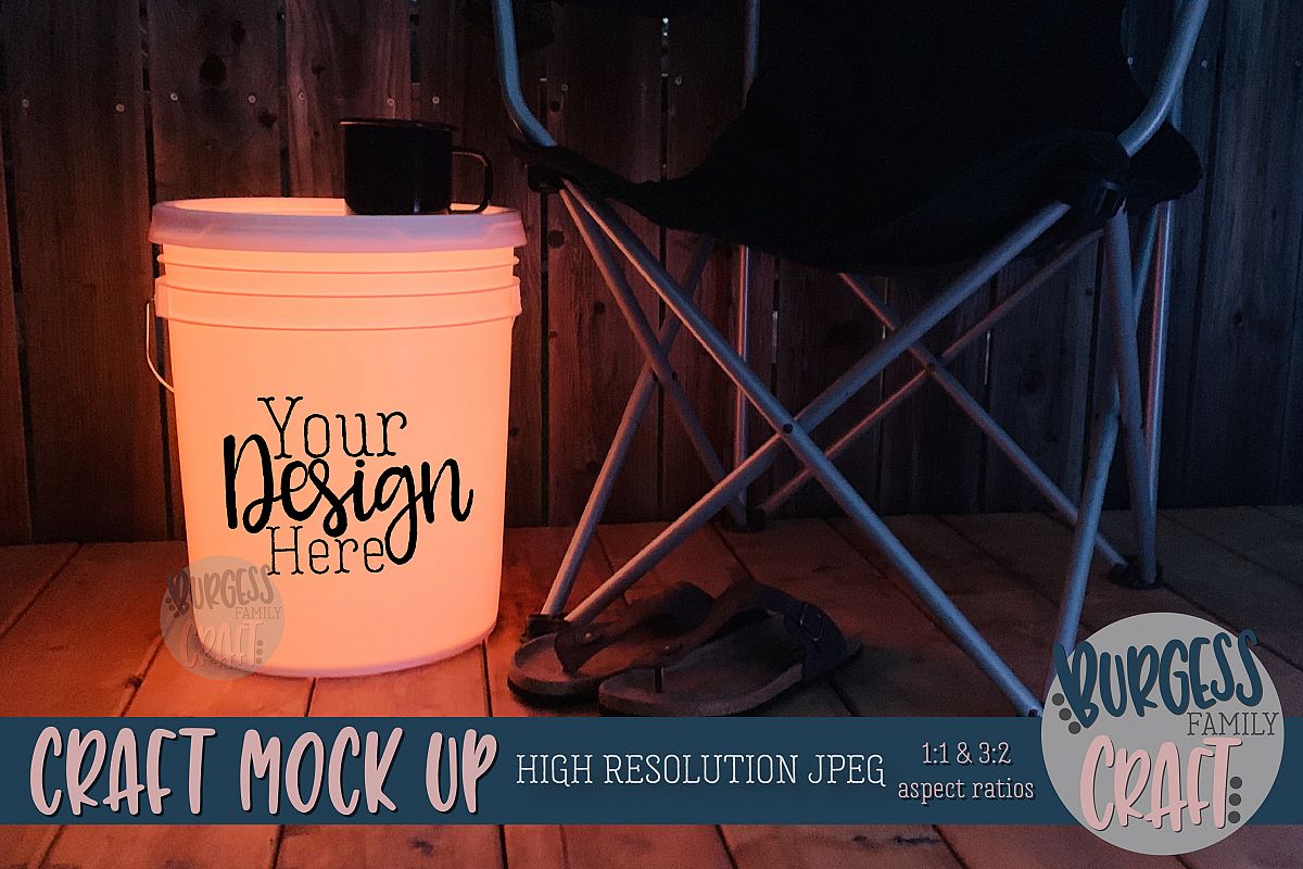 Bucket light table orange Craft mock up|High Resolution JPEG example image 1