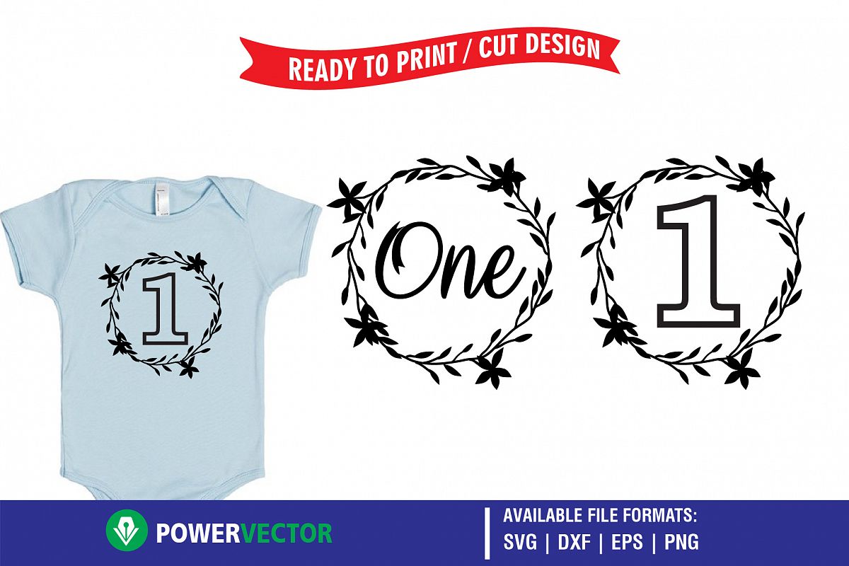 First Birthday Wreath Designs SVG example image 1