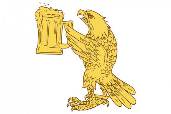 American Bald Eagle Beer Stein Drawing example image 1