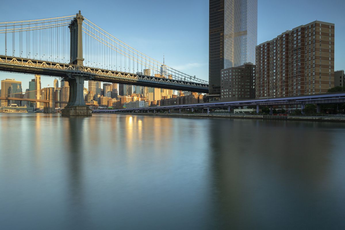 Financial district with two bridges from east river example image 1