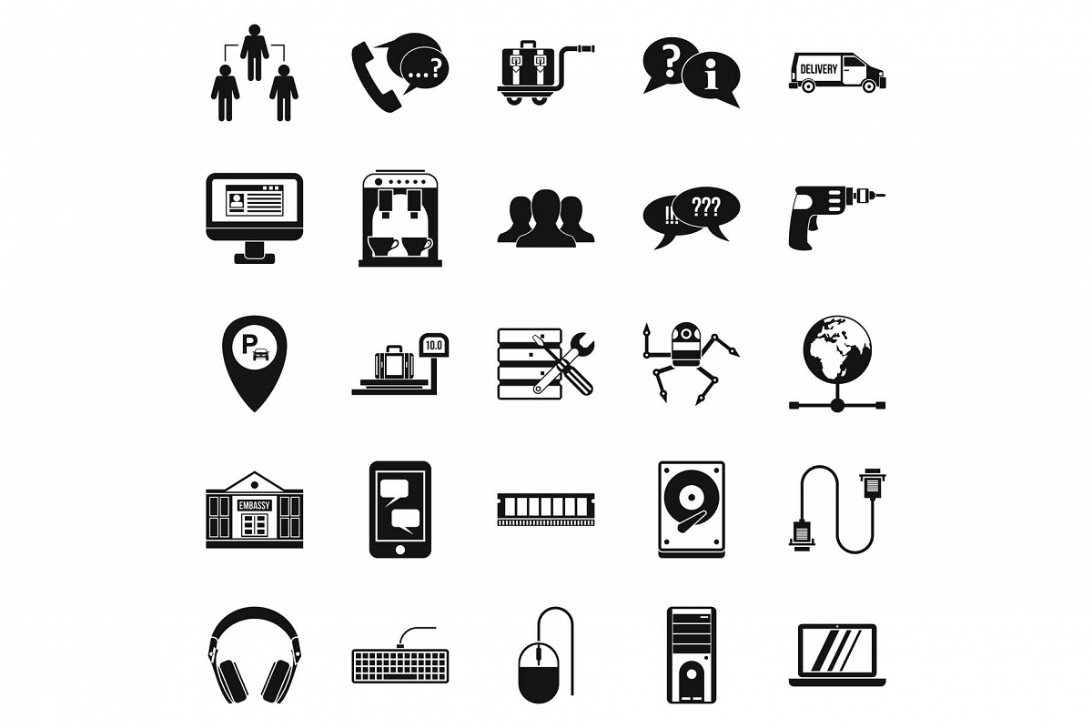 Headset icons set, simple style example image 1