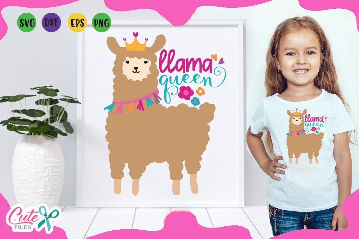 Download Llama queen, Llama birthday svg cut files for crafter (197571) | Cut Files | Design Bundles