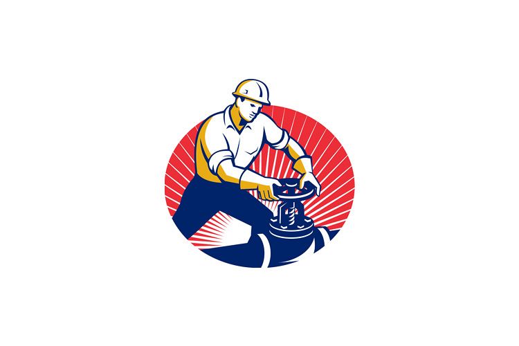 Pipefitter Turning Pipe Valve Retro example image 1