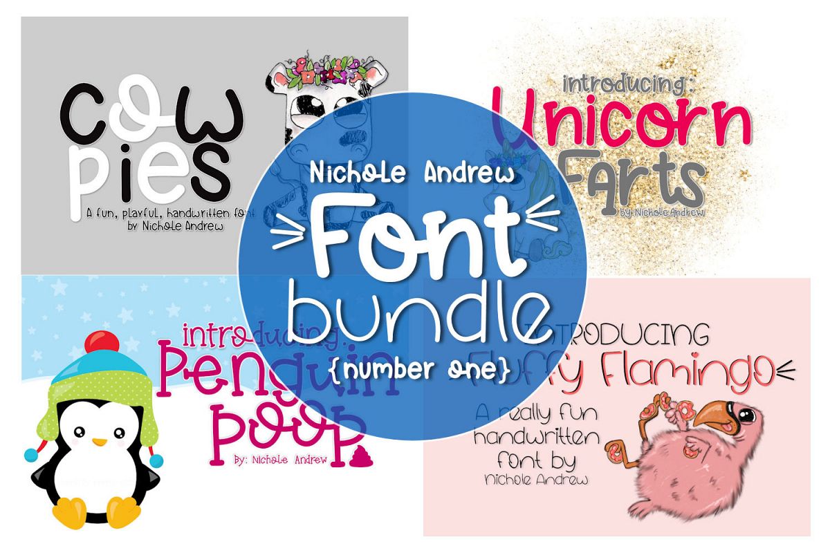 Four Fun Font Bundle example image 1