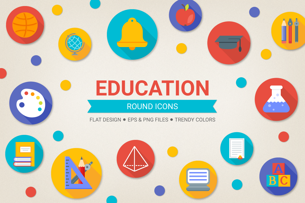 Round Education Icons example image 1