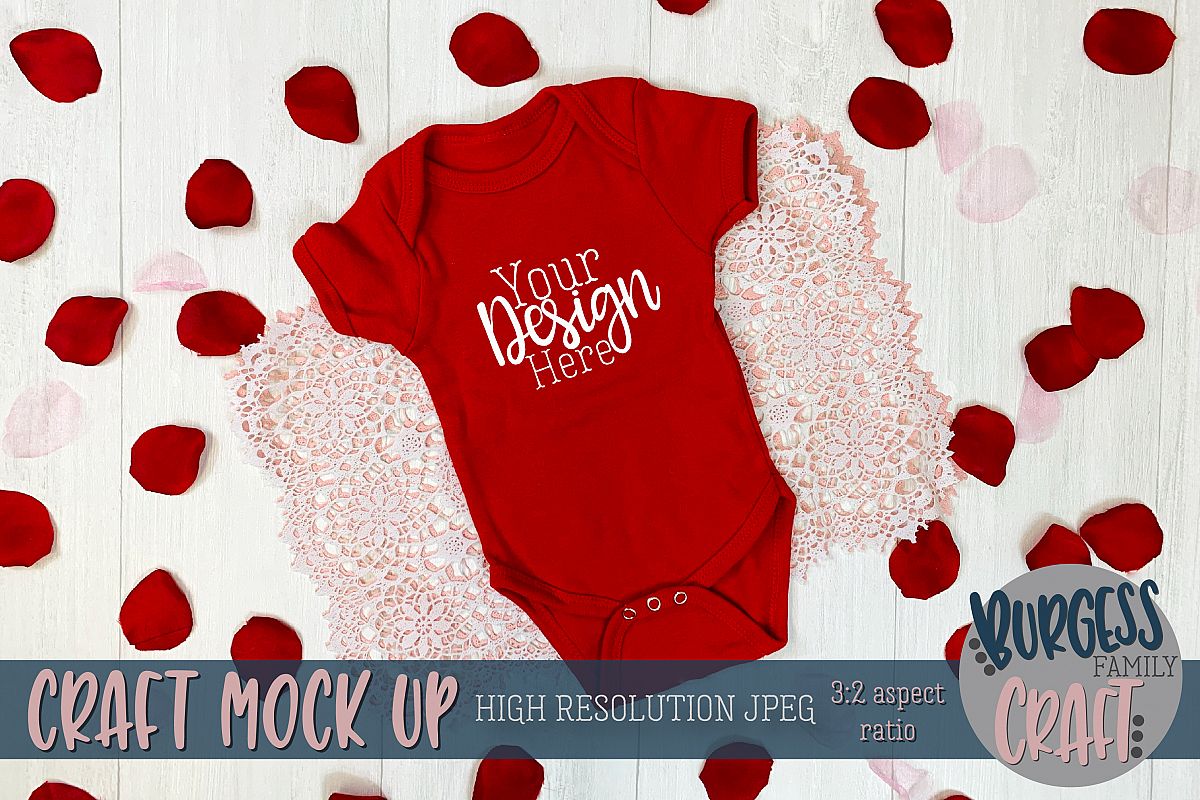 Valentine red baby bodysuit Craft mock up example image 1