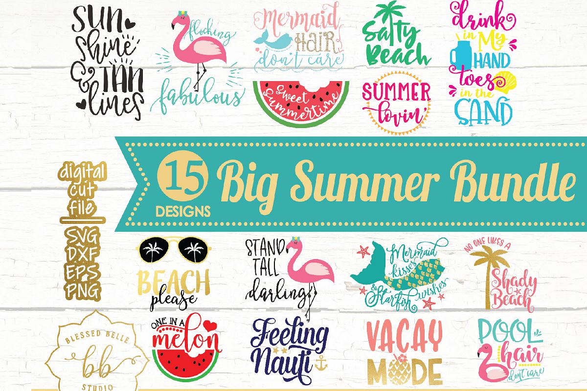 Summer SVG / Summer Bundle SVG / SVG DXF EPS PNG example image 1