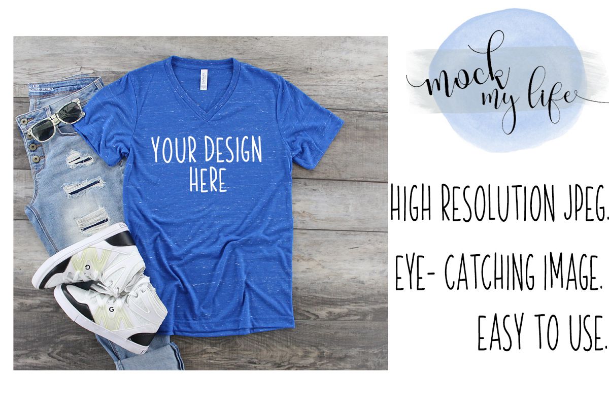 Bella Canvas Mockup / Plain Shirt Mock up / Royal Marble example image 1