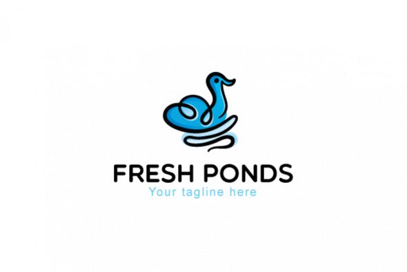 Fresh Ponds - Continuous Line Style Floating Swan Stock Logo example image 1
