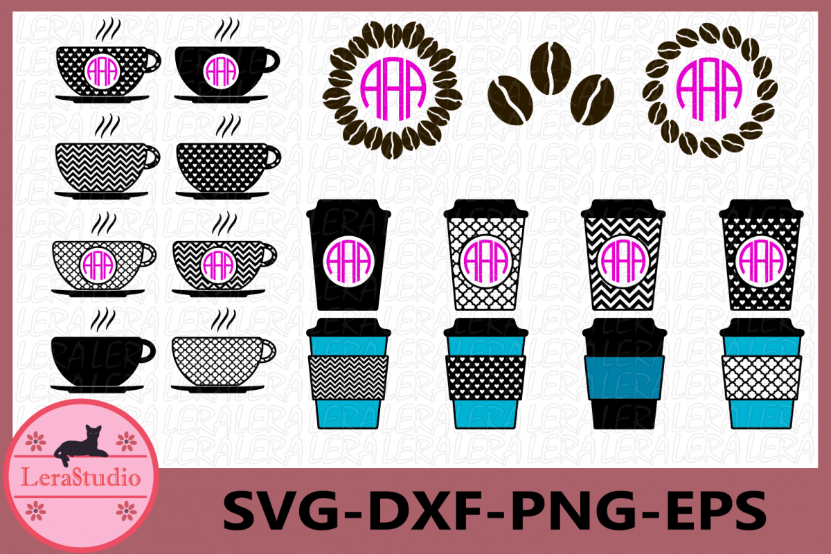 Coffee Svg, Coffee Monogram Svg Files, Vector Clip Art example image 1