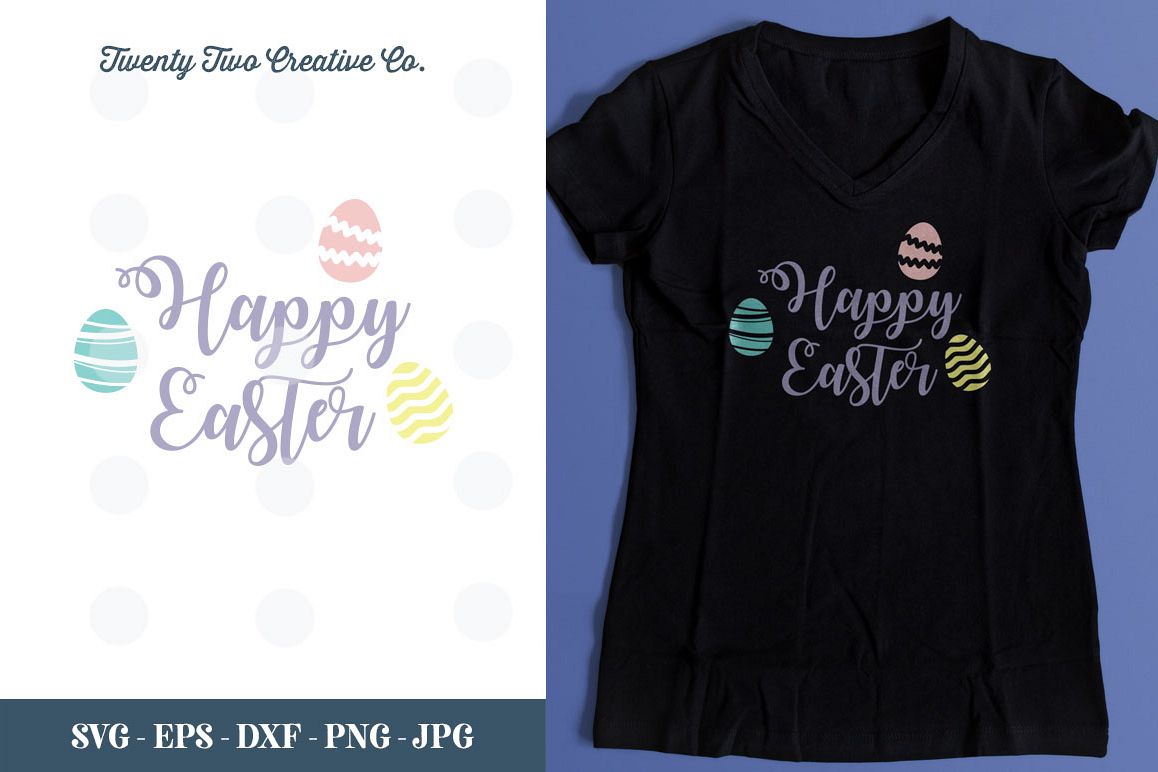 Happy Easter Cut File - SVG, DXF, PNG, EPS, JPG example image 1