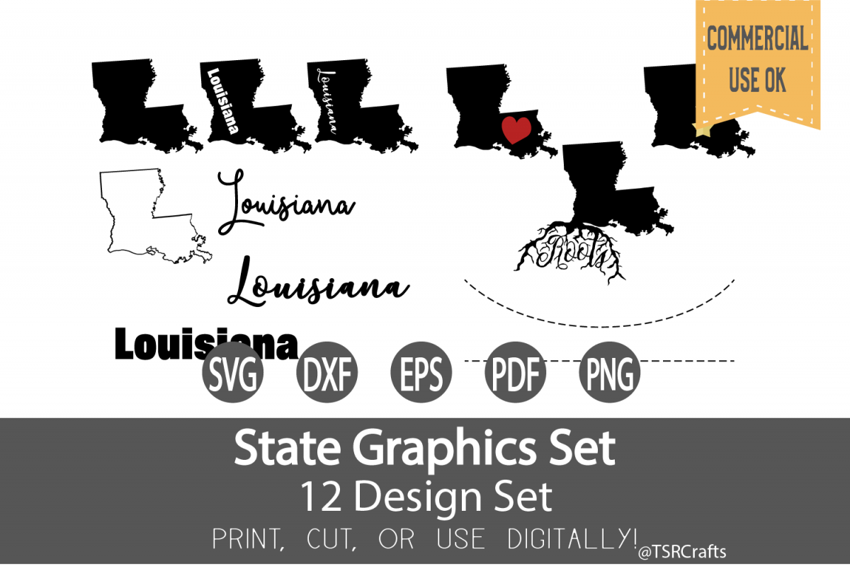 Louisiana State Graphics Set - Clip Art and Digital Cut fil example image 1
