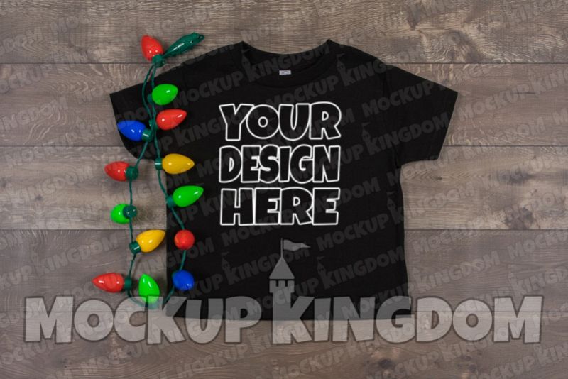 Kids Shirt Mockup, Christmas Shirt Mockup, Youth Tee Mockup example image 1