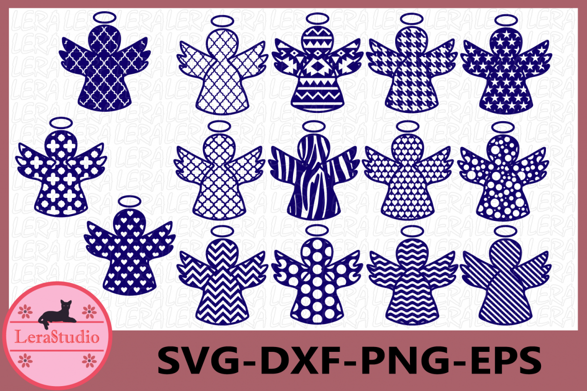 Christmas Angels Svg, Christmas Angel Cut File, Angel Vector example image 1