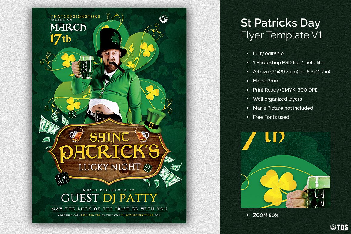 Saint Patricks Day Flyer Template V1 example image 1