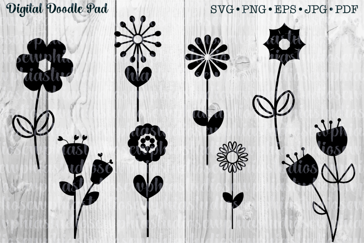 Flower and Stem Templates by Digital Doodle Pad example image 1