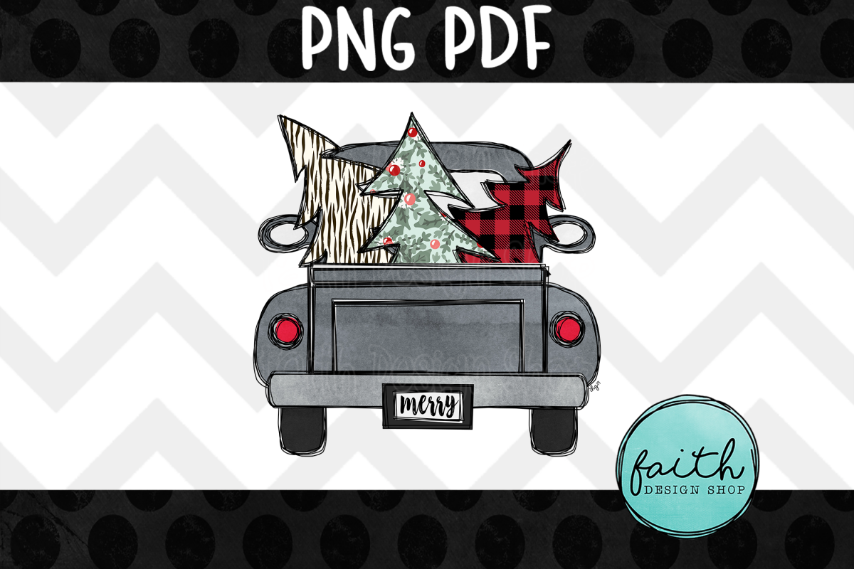 Merry Christmas Truck with 3 Trees example image 1