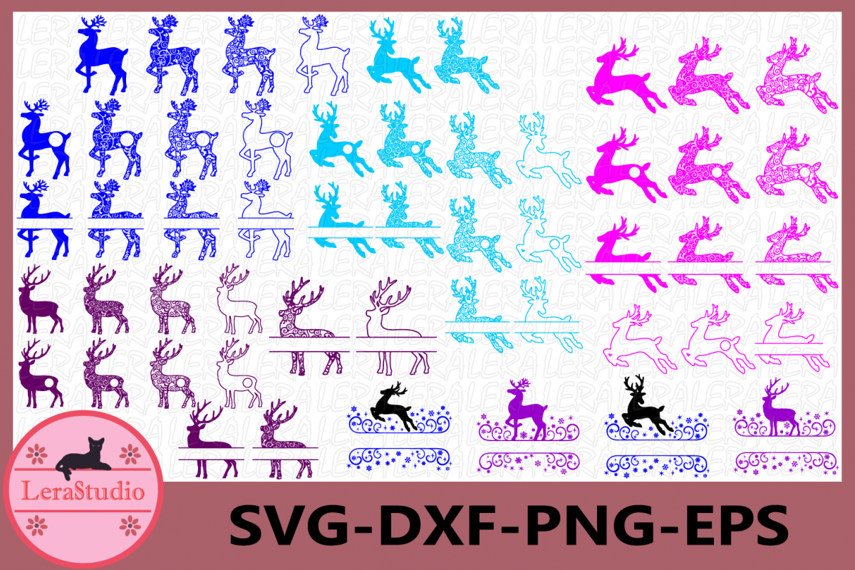 Deer Monogram SVG, Christmas Deer SVG Files, Deer svg example image 1