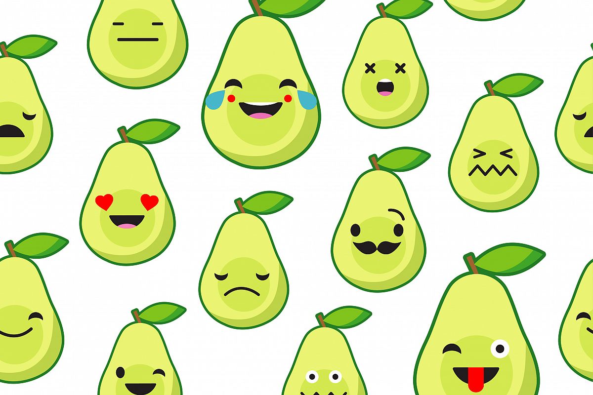 Seamless background with Avocado emotions. example image 1