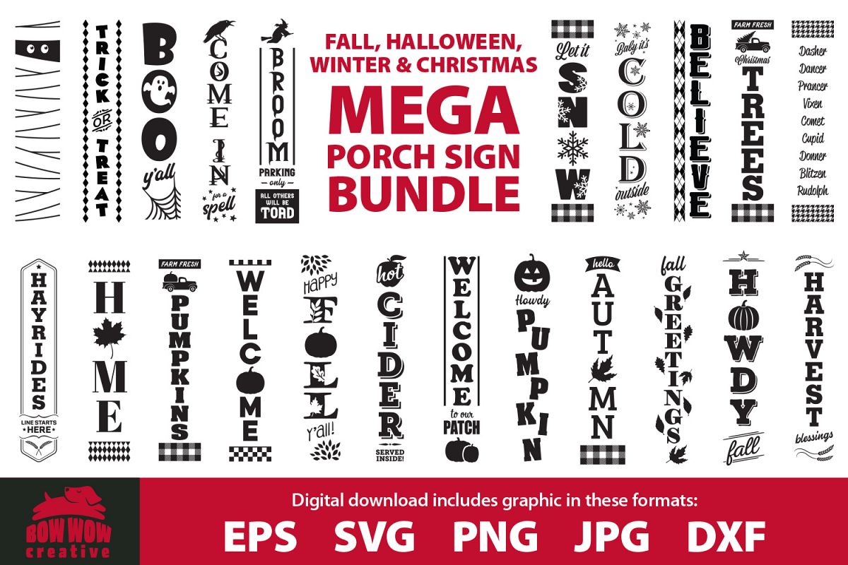 Fall Halloween Winter Christmas Mega bundle - SVG & more example image 1