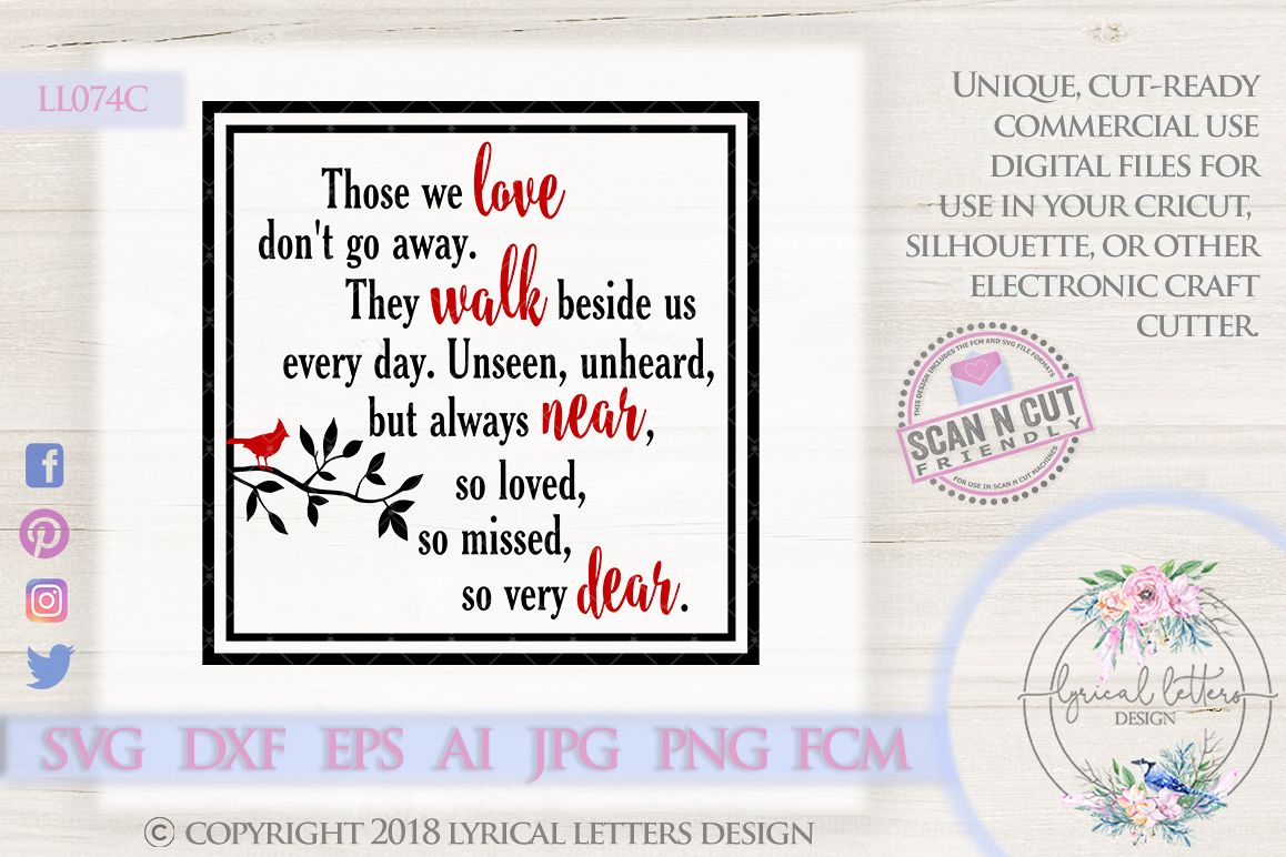 Those We Love Don't Go Away Cardinal SVG Cut File LL074 example image 1