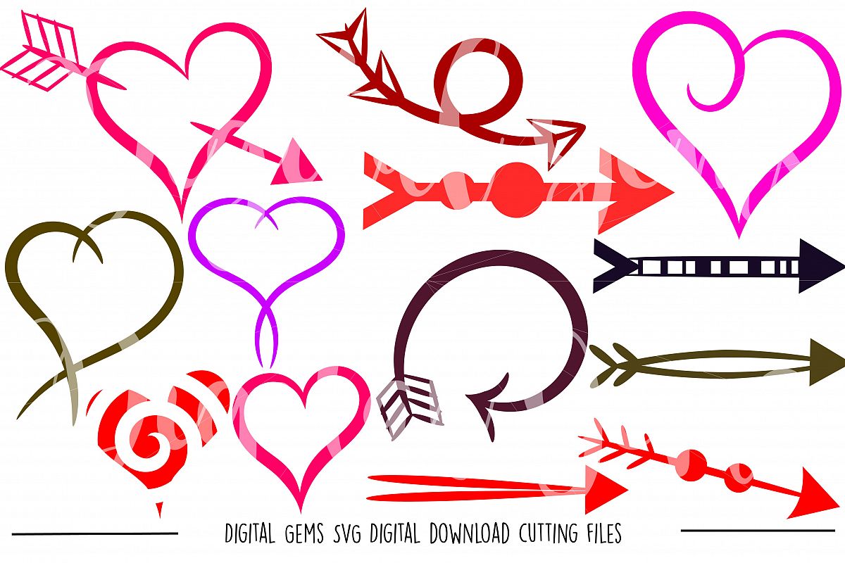 Hearts and arrows SVG / PNG / EPS / DXF Files example image 1