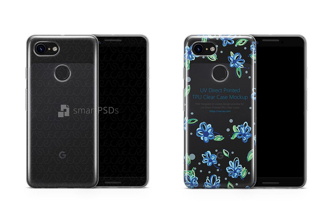 Google Pixel 3 UV TPU Clear Case Mockup 2018 example image 1