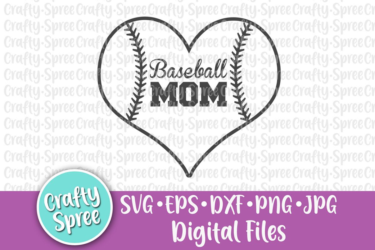 Baseball Mom Heart SVG PNG DXF Cut File example image 1