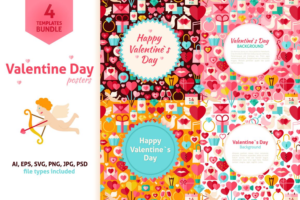 Valentine Day Vector Posters example image 1