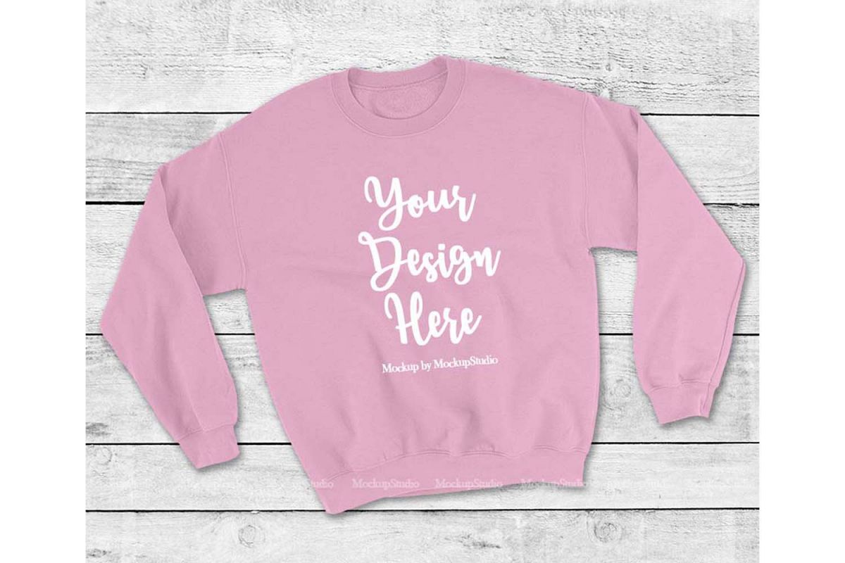 Light Pink Sweatshirt Mock Up, Unisex Sweatshirt Flat Lay