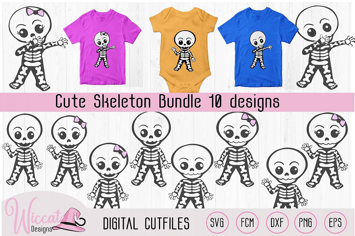 Cute skeleton bundle, boy skeleton, girl skeleton, example image 1