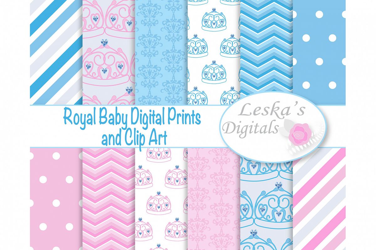 Royal Baby Digital Paper - Crown example image 1